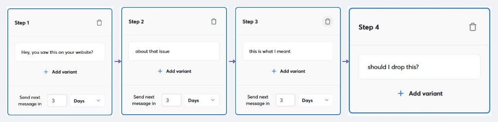 Automated campaign sequence with scheduled follow-up steps